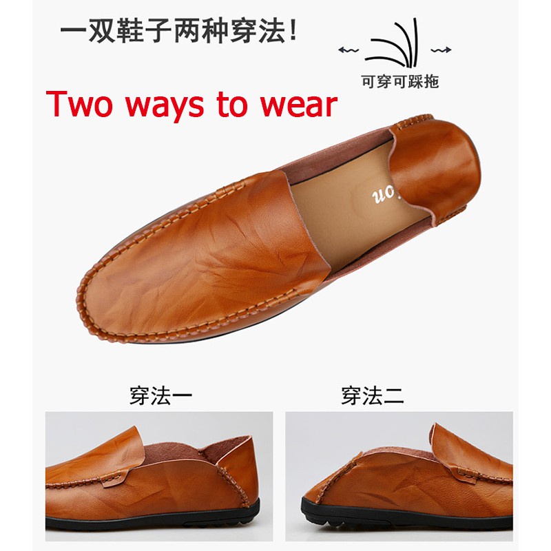 Gym Comfort Kasut Kulit Pejabat Lelaki Men's Loafer Casual Cow Leather Doug Boat Driving Shoes Slip Men Size 38-47 - Image 4