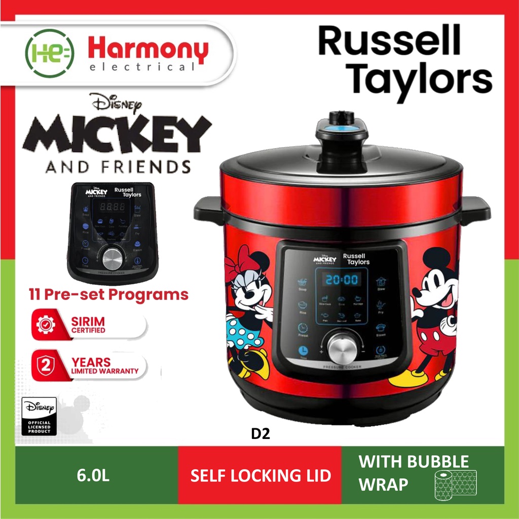 RUSSELL TAYLORS x Disney Mickey And Friends Pressure Cooker Rice Cooker with Stainless Steel Pot D2 (6L)