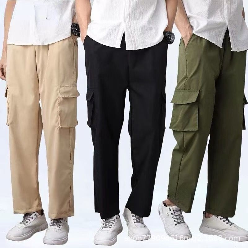 SJS Cargo Pants Men Oversize Multi Pocket Straight Cut Seluar Kargo Panjang Seluar Slack