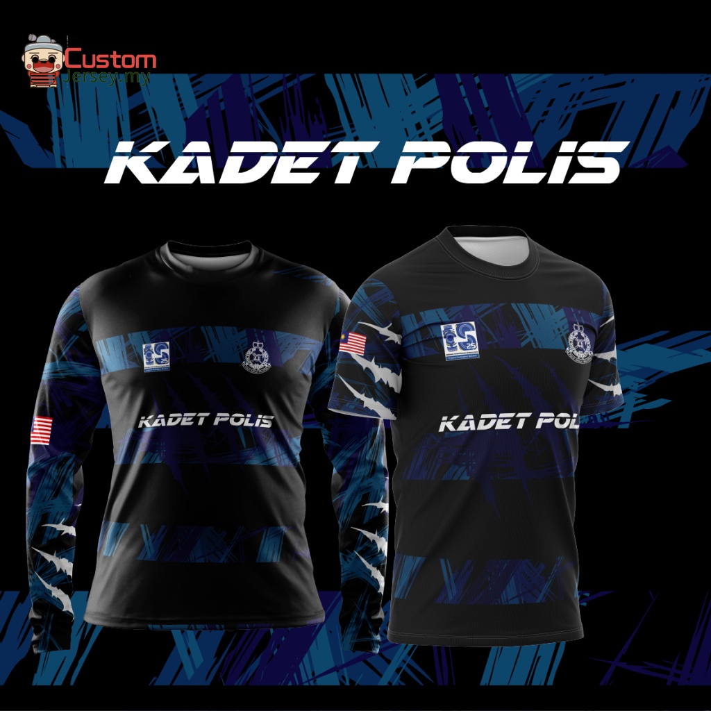 Baju Jersey Viral Legan Panjang Kadet Polis Baju Polis Malaysia KADET POLIS JERSEY KID AND ADULT BY HARAT PRINTING