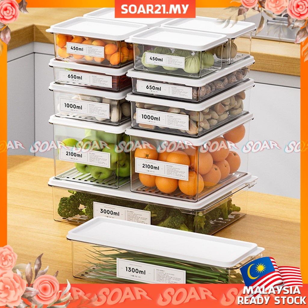SOAR21 Sealed Crisper Box Transparent Stackable Freezer and Refrigerator Storage Box