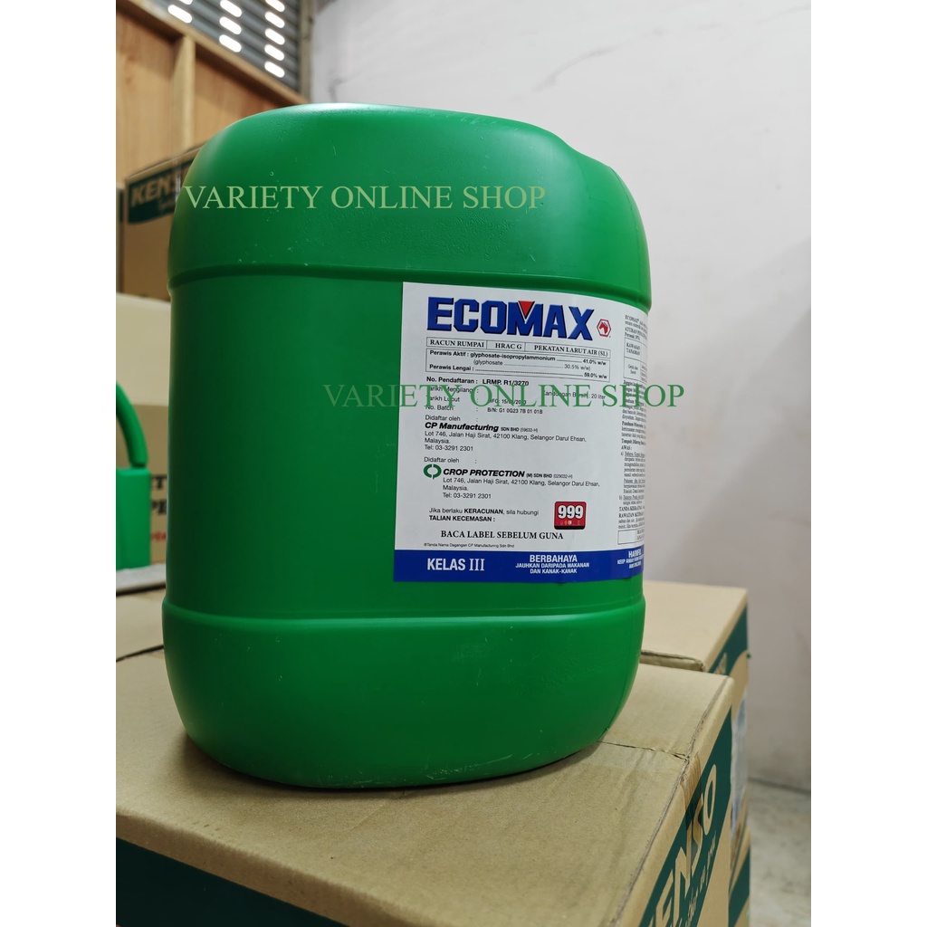 Crop Protection Ecomax 41% 20L Glyphosate 41% Racun Rumput Rumpai Sambau Herbicide