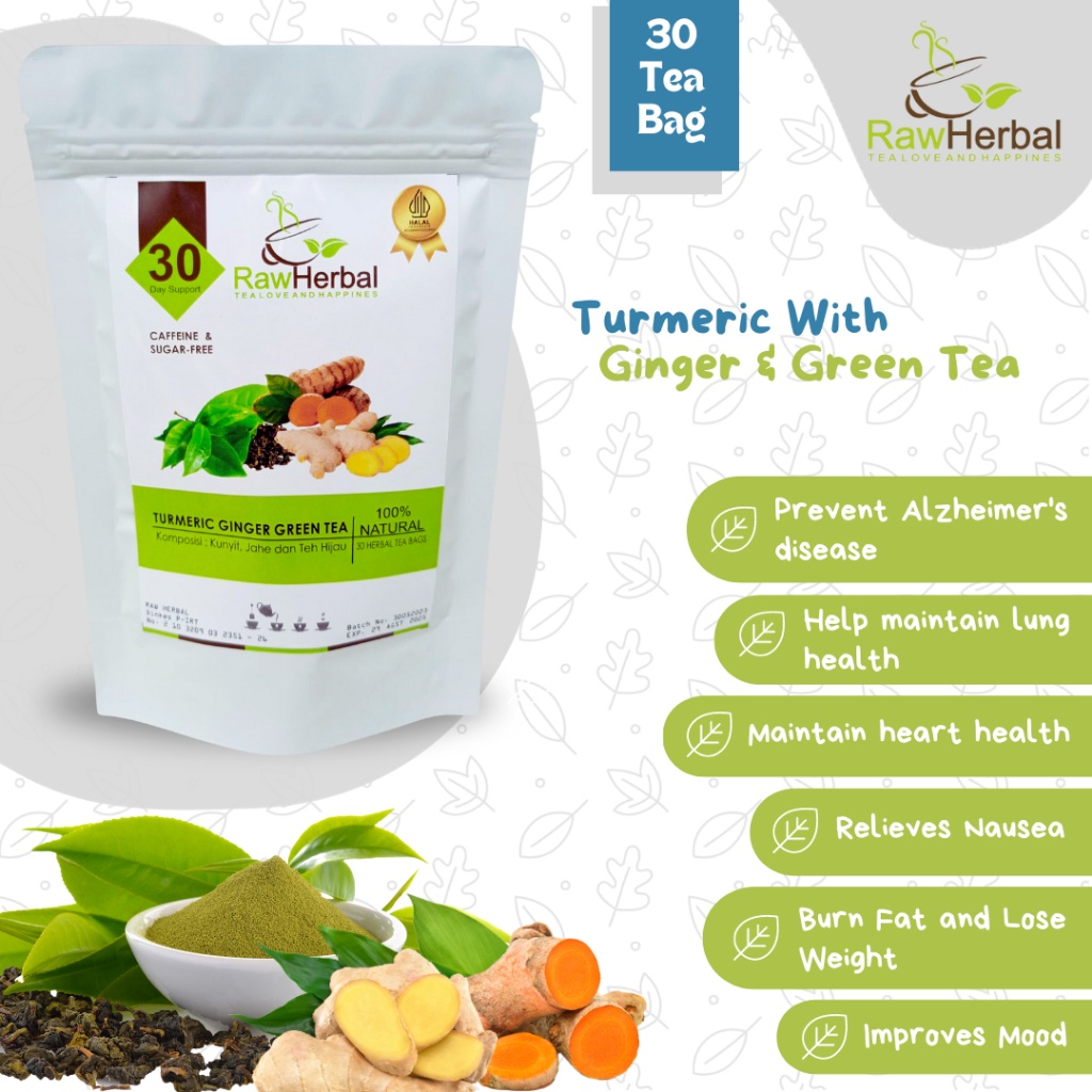Travel Trendy Turmeric Ginger Green Tea : Kunyit Jahe & Teh Hijau Isi 30 Bag x1 Style - Image 3