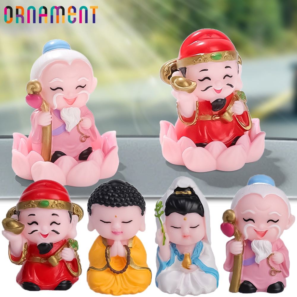 Land Father-in-law Resin Doll - Little Buddha God of Wealth Figurines - Cute Guanyin Car Ornament - New Year Mascot Statue - Cartoon Figurines - Home Office Desktop Decor
