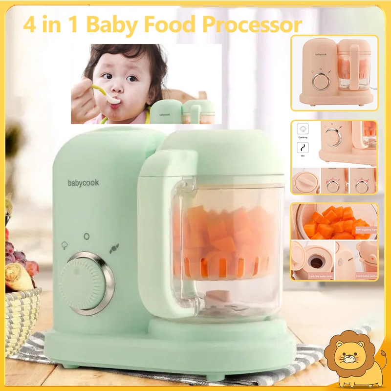 4 in 1 Baby Food Processor Kids Food Feeding Tools Blender Steam Grind Cook Mixer Steamer Heating Defrost Blend for Baby