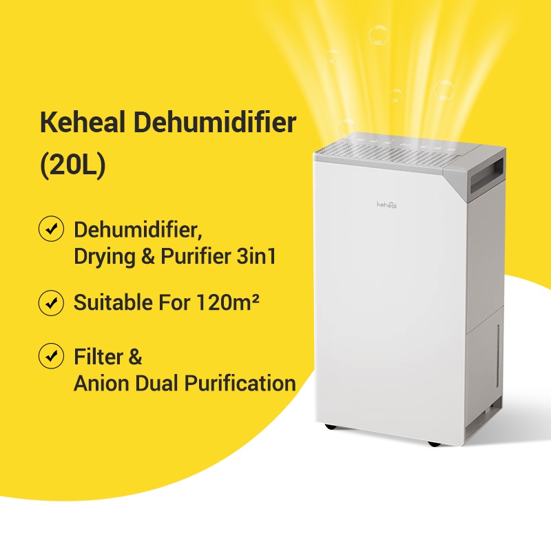 Keheal Dehumidifier 20L 120m² 45dB Household Bedroom Hygroscopic Dryer Air Purifying Low-Noise Dehumidifier 家用除湿机