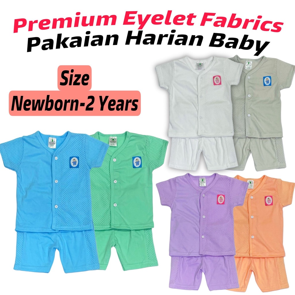 NCH Pakain Harian Bayi Newborn Baby Eyelet Cloth Baju Lubang2 Berbutang Baby Newborn-2 Tahun