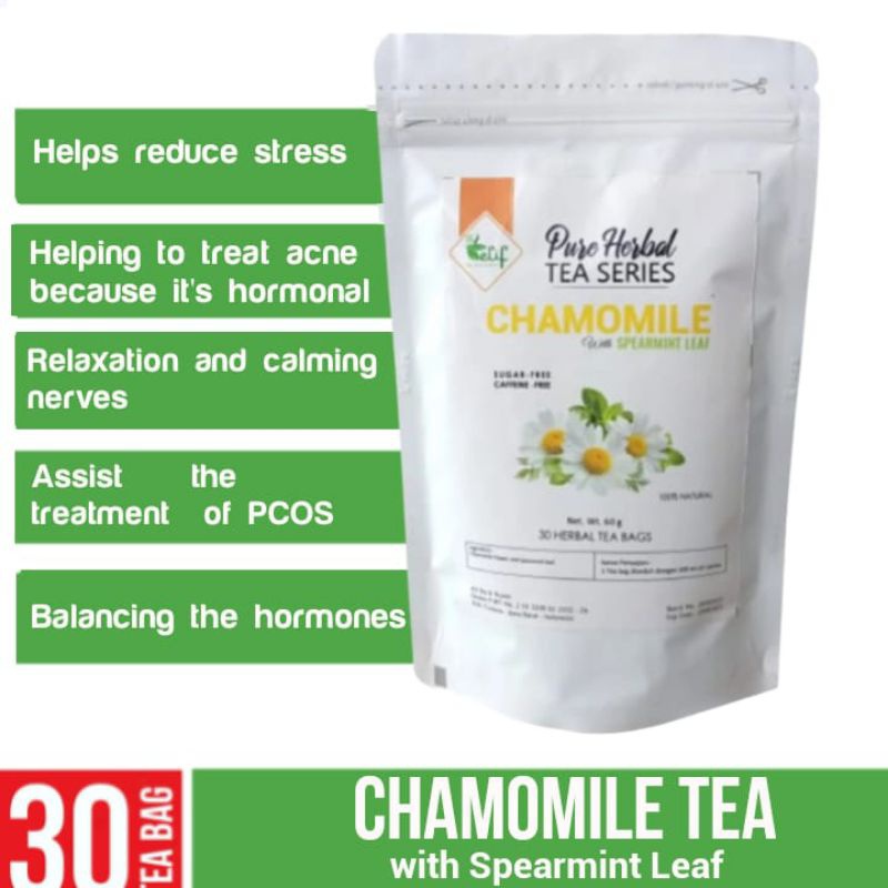 Chic Fashion ELIF TEA Chamomile Spearmint PCOS & Daun Pure Herbal Series 30 Bag Travel Portable - Image 3