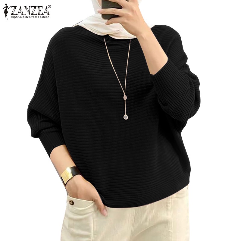 ZANZEA Women Muslim Daily Casual Batwing Sleeve Tops Loose T-Shirt