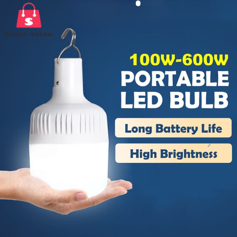 RSS_ Unlimited Rechargeable LED Light Bulb USB Portable Lamp for Emergency, Camping, Night Market Lampu Malam Kecemasan