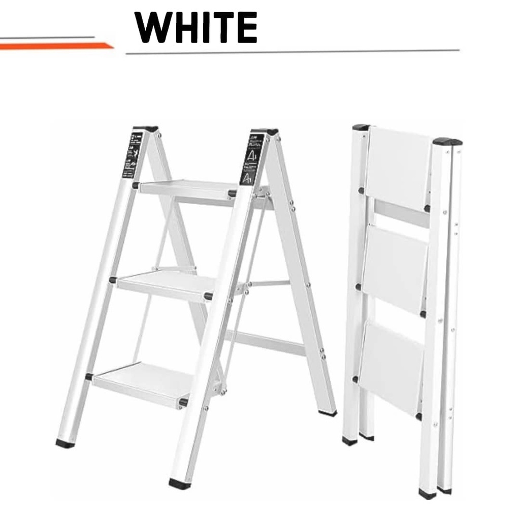3 Step 150kg Capacity Heavy Duty Foldable Ladder Folding Step Stool Sturdy Steel Ladder