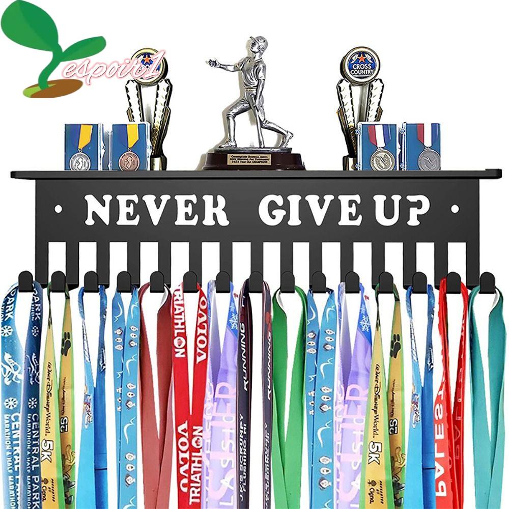 ESPOIR Medal Hanger Never Give Up Sports Trophy Hooks Display Shelf