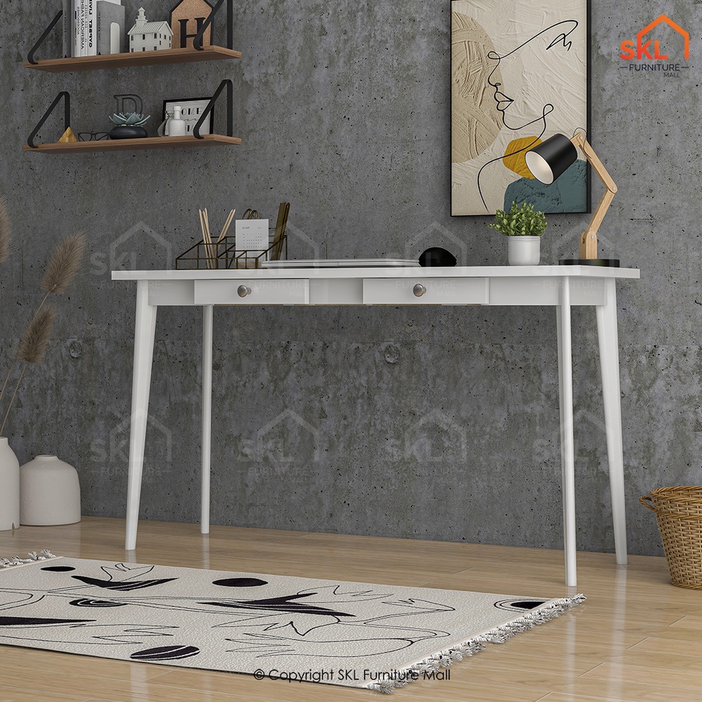 SKL 4FT SOLID LANA CONSOLE TABLE /SIDE TABLE Console Meja Study Desk Meja Berlajar/2 Drawer/2 Laci