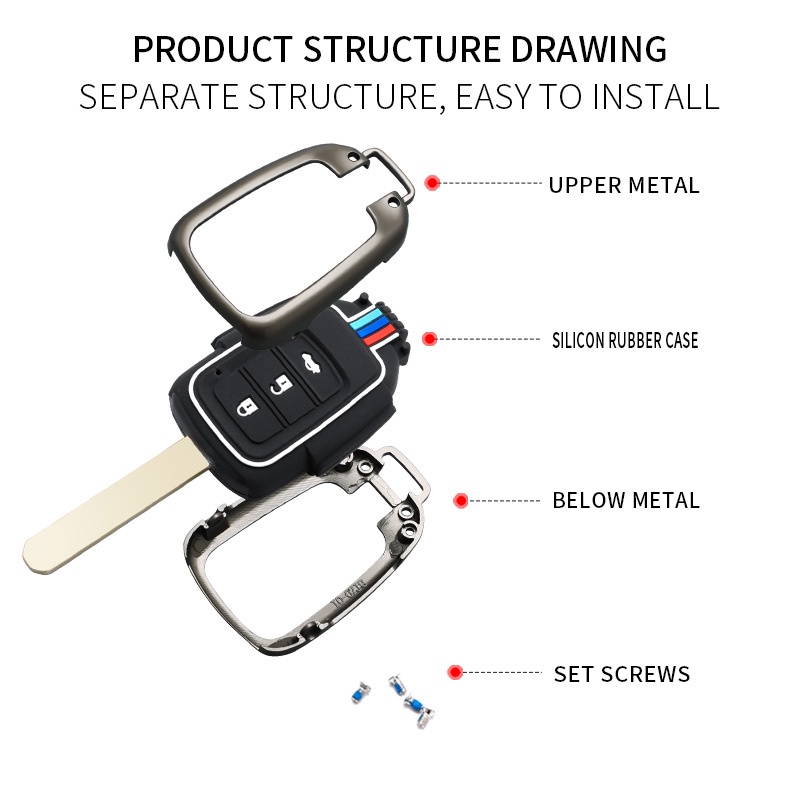 Durable Multi Honda HRV CRV BRV Jazz Accord Civic 2014 2018 Remote Key Case Cover Metal Fob Shell Keychain - Image 3