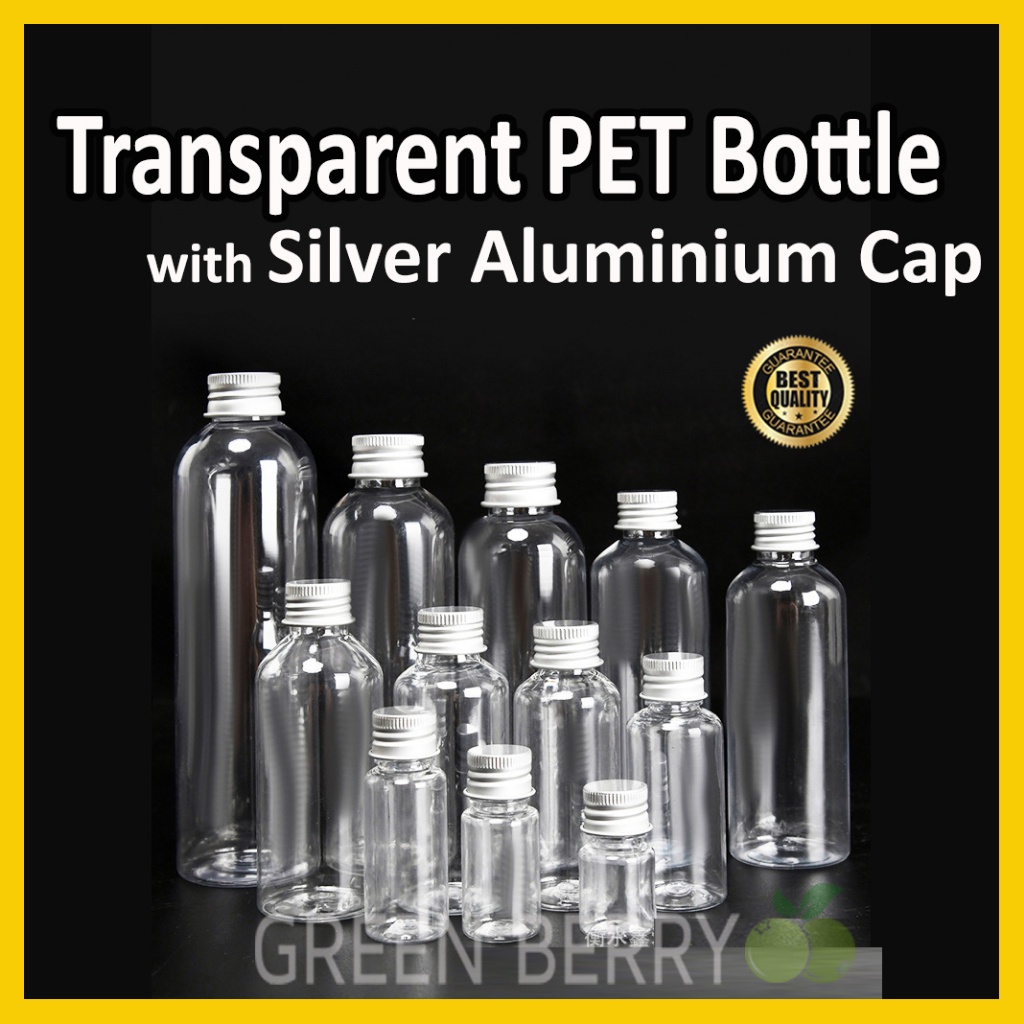 Transparent PET Juice Bottle with Aluminum Cap | Plastik Botol untuk Jus Kopi Bubble Tea | 30ml 50ml 100ml