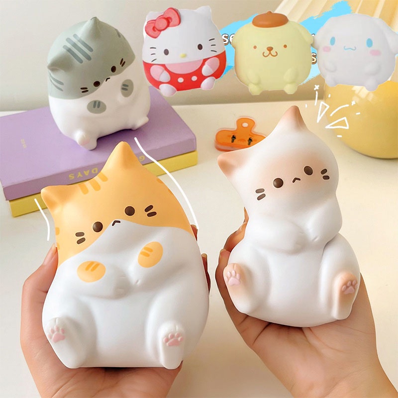 Cute Cat Decompression Toy Coco Cat Pinch Music Slow Rebound Squeeze Toy Children's Bedroom Office Desktop Cute Decoration Tricky Toy Cartoon Stress Relief Toys