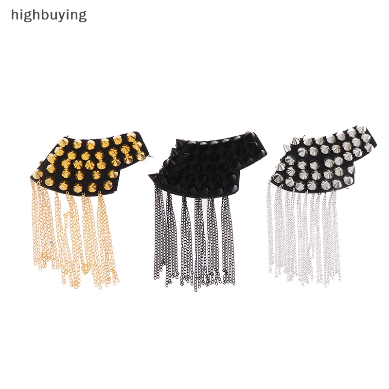 HBMY 1Pc Fashion Shoulder Epaulets Vintage Spike Rivet sel Epaulet Shoulder Boards Badge Brooches Women Men Clothing Accessories HBB