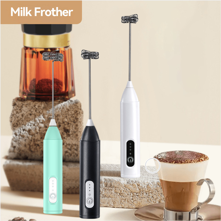 Milk Frother Handheld Rechargeable Coffee Frother Foam Maker Electric Drink Mixer for Coffee Mini Foamer 3 Speed