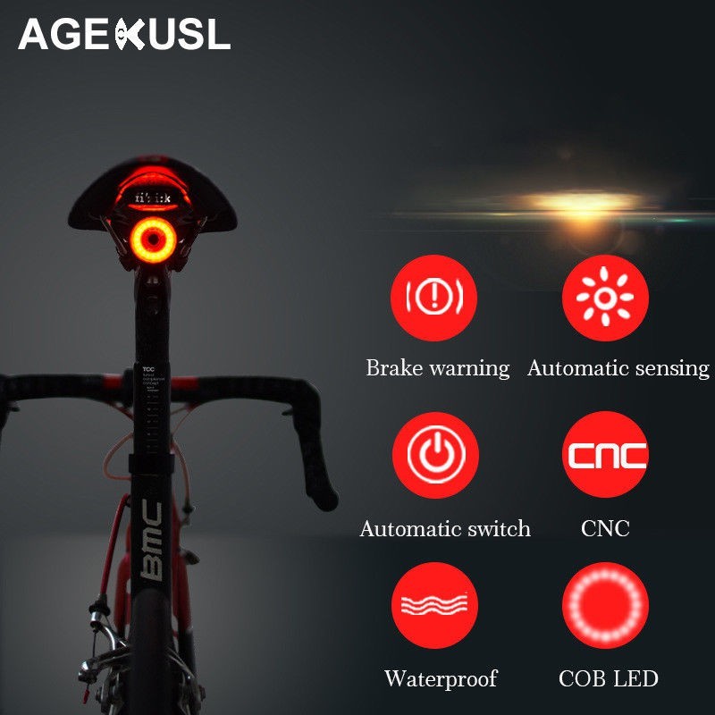 Quality Essential MEROCA Bicycle Rear Light Tail Lights Cycling LED Road MTB Bike Saddle Seatpost IPX6 USB Charging L... - Image 3