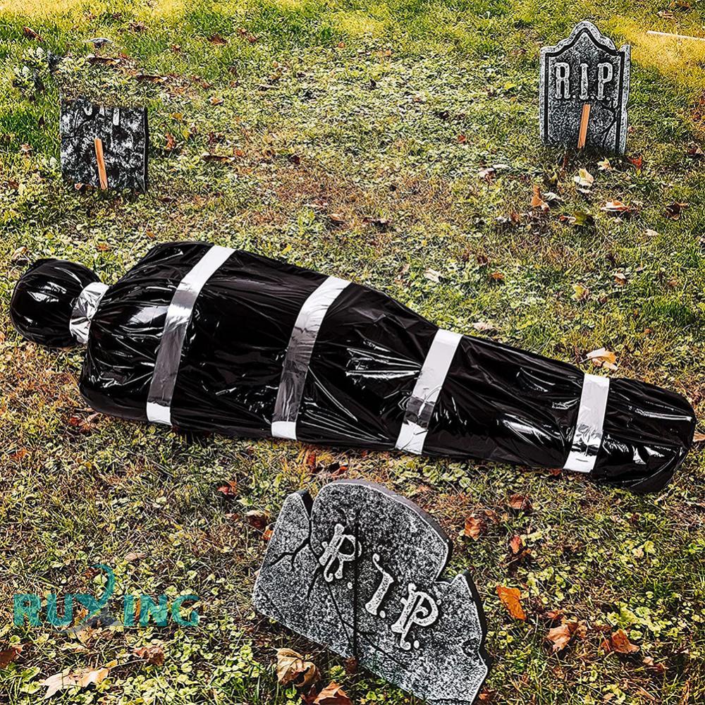 Halloween Crime Scene Corpse Horror Atmosphere Lifelike Dead Bodies 5 Inch Inflatable in Bag for Yard Haunted House Tree Decor [ruxing.my]