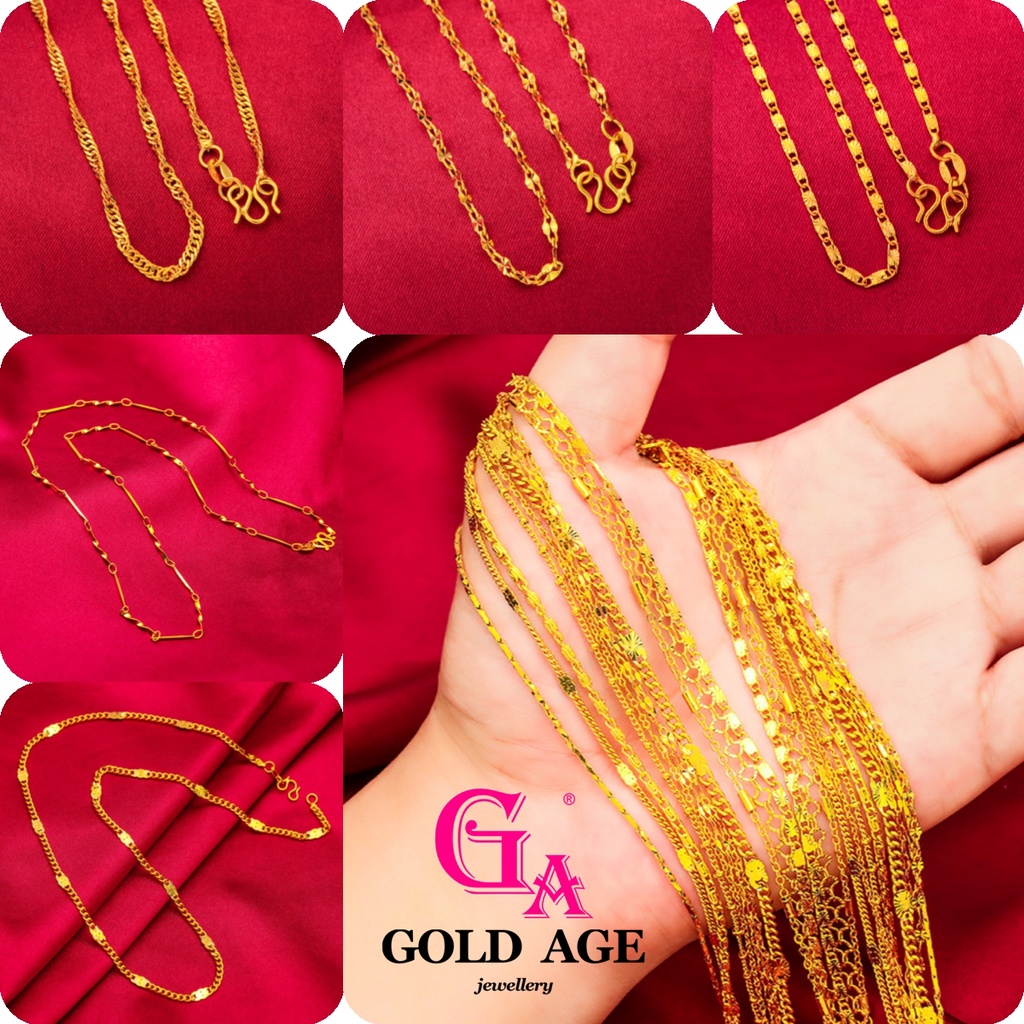 GA Jewelry Fashion Korean Jewelry Women's simple design fashion everything matching gold plating necklace thin chain Simple Popular 100 Design Style Perempuan EMAS Bangkok Cop 916 Original Wanita 24K Gold Necklace Fashion Gold Shop Same Fashion Trend Copp