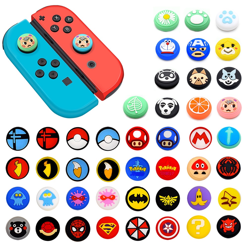 Switch Rocker Caps 1 Pair (2 pcs) Game Theme Design for Nintendo Switch 1/ 2/ OLED/ Lite Analog Caps Round Shape