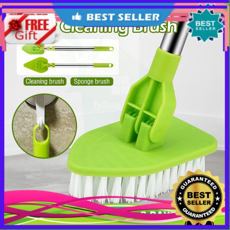 Tub Tile Scrubber Brush 2 in 1 Cleaning Brush 58.2 Adjustable Telescopic  Pole Stiff Bristles Scouring Pads Cleaning Tools