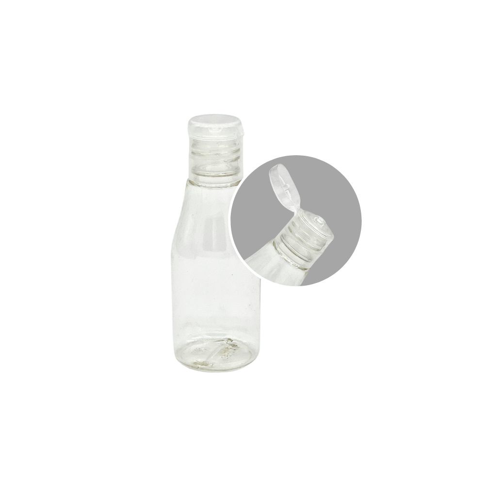 TRANSPARENT Empty Refillable Round Shampoo Bottle (Flip Cap) - 70ML (HB)