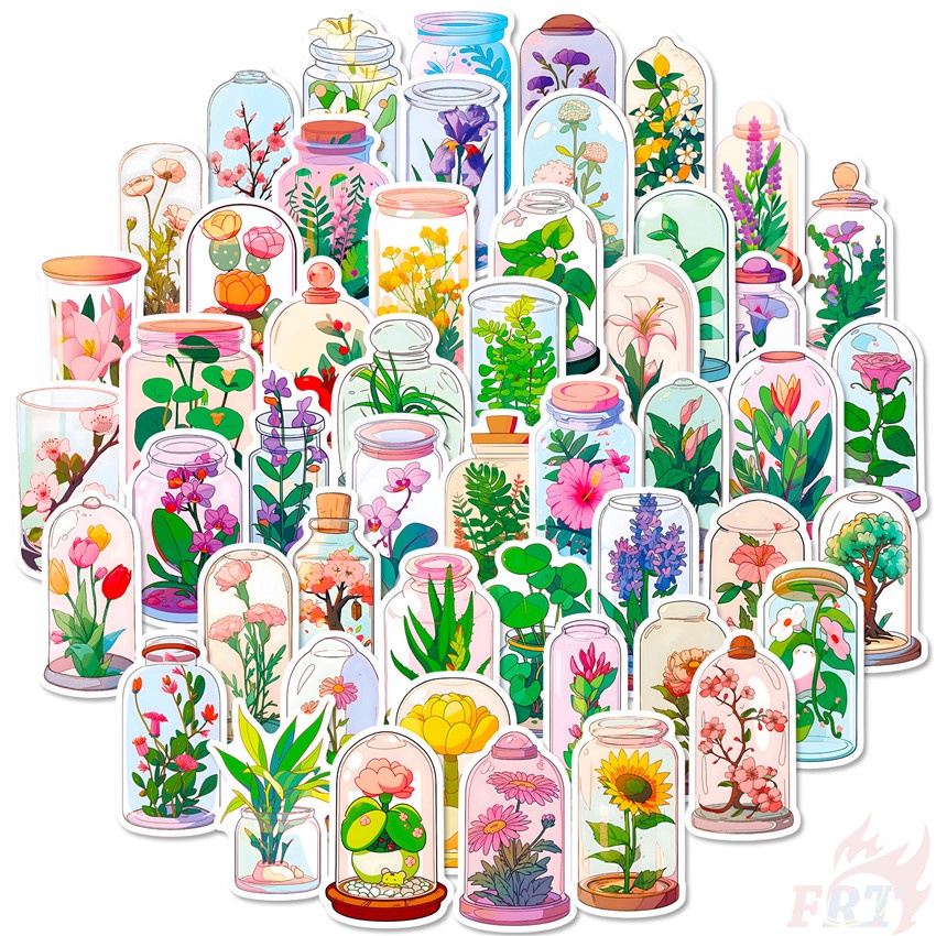 50Pcs/Set ❉ Glass Flower Art Series 01 Stickers ❉ DIY Fashion Waterproof  Doodle Decals Stickers