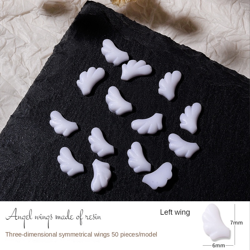 Have Multi 50/10PCS White Angel Wings Nail Art Jewelry / Left Right Resin Decorations Essential Durable - Image 3