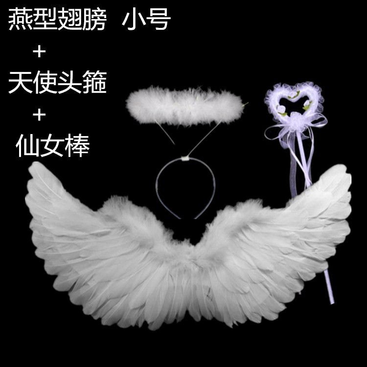 Premium Reliable Angel feather wings children adult performance props stage catwalk white flower girl dress up black ... - Image 5