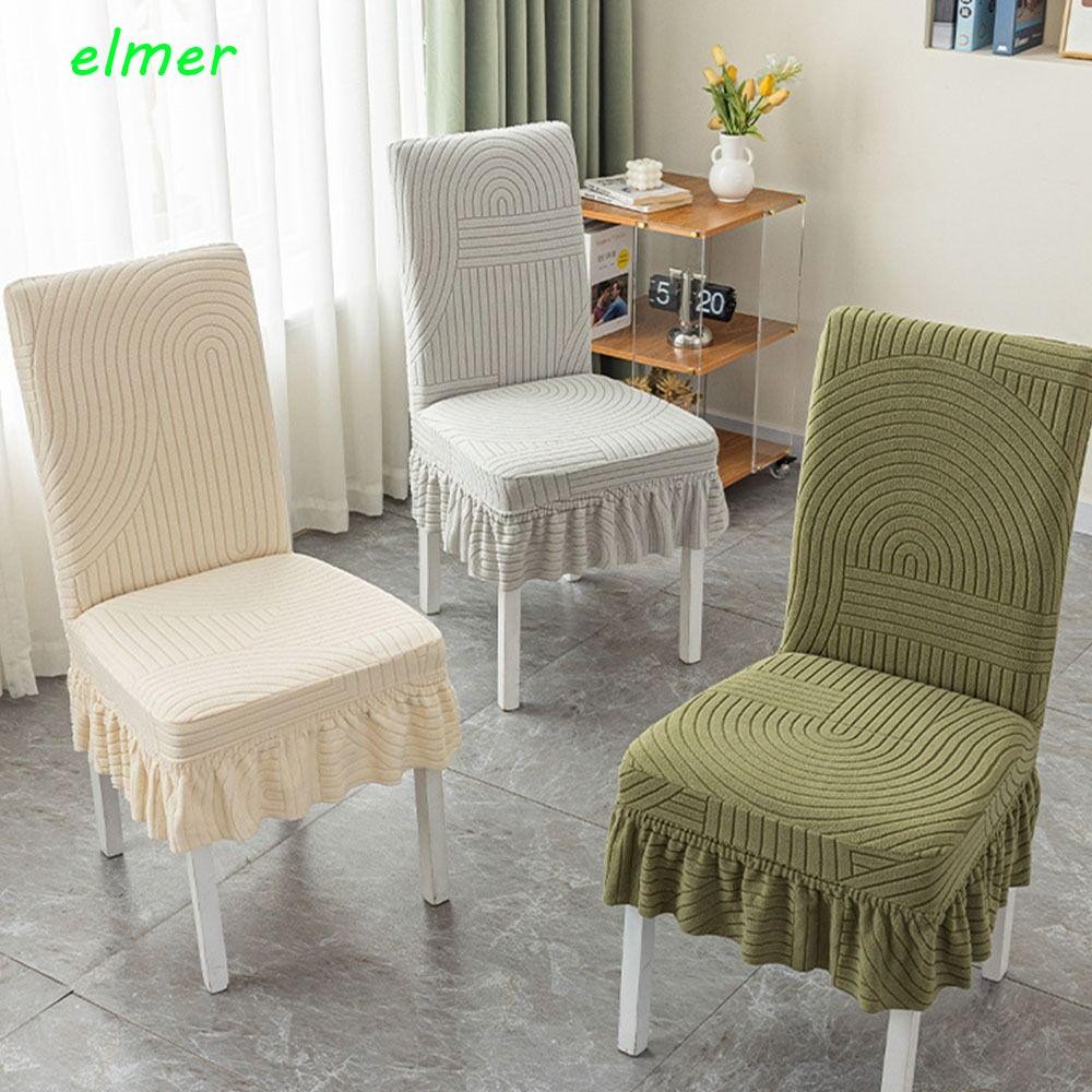 ELMER Dining Chair Cover, W/ Skirt Thick Backrest Cover, Stretchy Anti-dirty High Stretch Elastic Jacquard Seat Stool Cover Living Room
