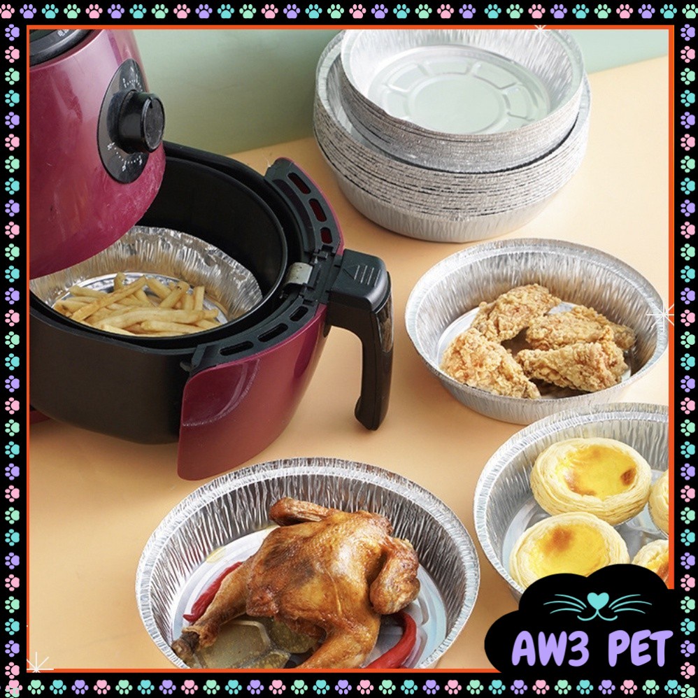Aluminum Pan 10PCS Air Fryer Disposable Baking Foil Tin Tray Non-Stick Steamer Round Liners Kitchen Accessories