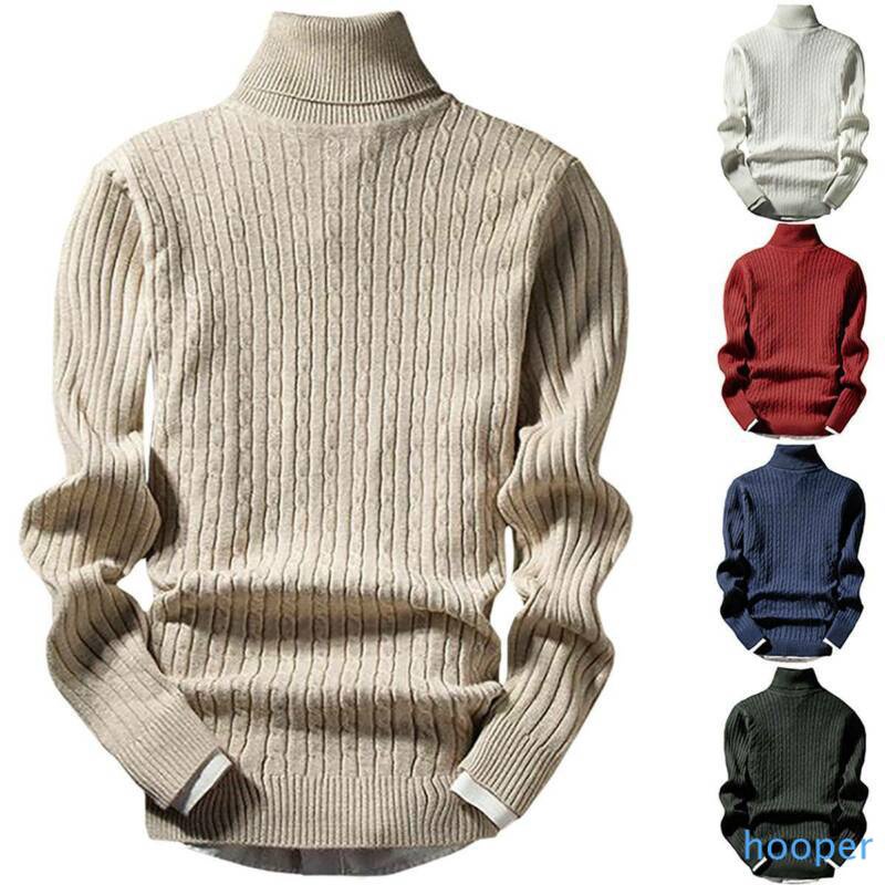 Must Multi Long Sleeve Sweater Men Turtle Neck Jumper Winter Warm Knitted Casual Plain Pullover Reliable - Image 3