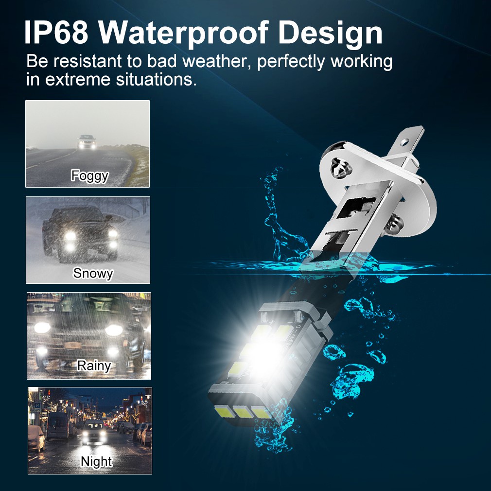 Quality Must PZ 1Pc Super Bright H1 H3 LED Bulb 15SMD 2835 Car Fog Lights 6000K White Driving Running Lamp Automobile... - Image 4