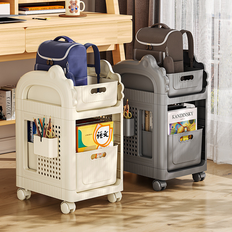 Rak Buku Bergerak Space-Saving Bookshelf Movable Storage Rack Multilayer Organizer Trolley by Desk