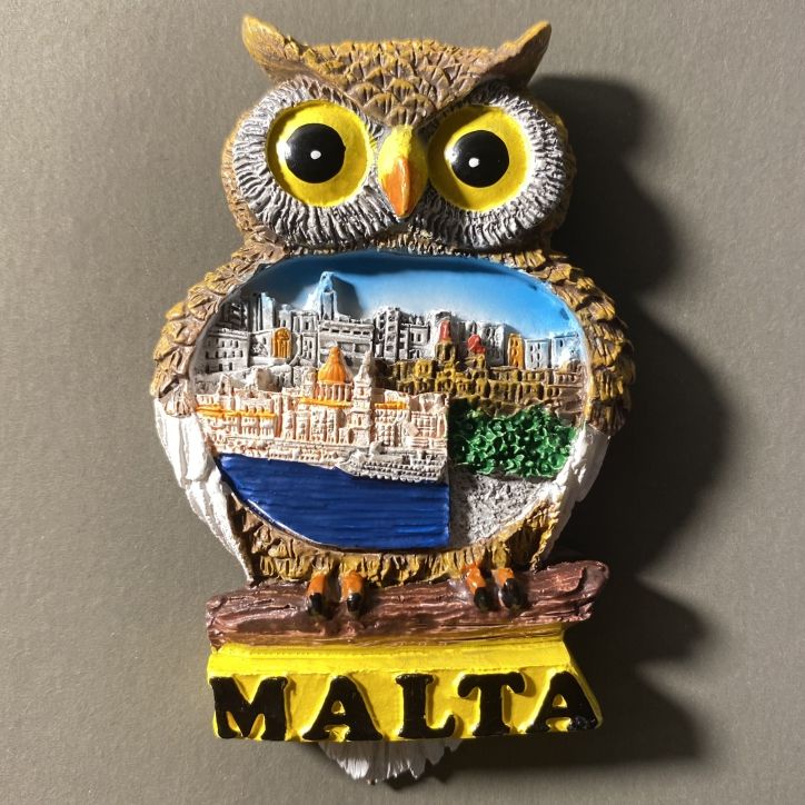 Mediterranean Malta Creative Owl Refrigerator Magnets 3D Resin Handmade Creative Souvenirs Home Decoration