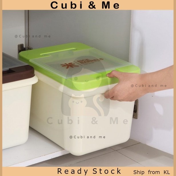 C&M 10KG Leak-Proof Plastic Rice Barrels Dispenser Box Storage Hygiene Food Container Dry Storage Box -Random