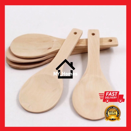 Wooden Rice Paddle Spoon Scoop Wood Ladle Spatula Senduk Sudip Nasi Kayu Sudu Dapur Sho…