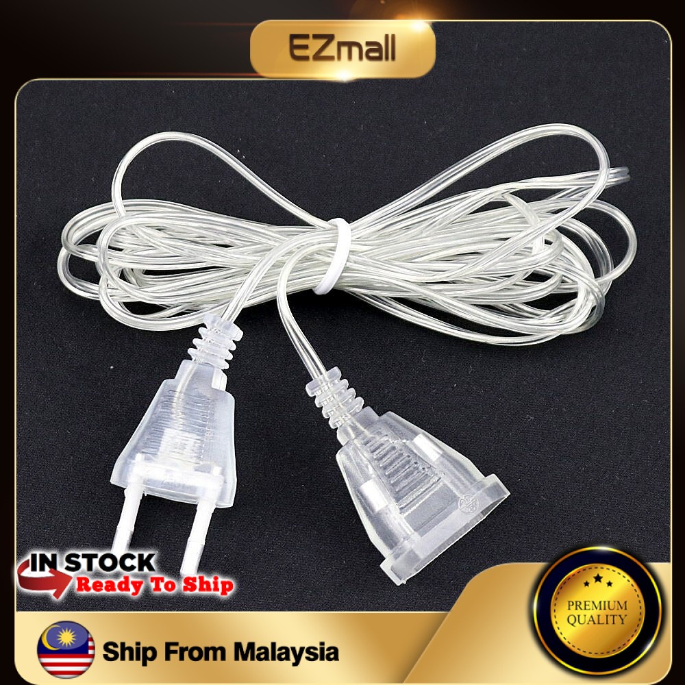 2 Pin EU Plug Male To Female Extension Cable Led Lantern String Christmas Fairy Light Kabel Lampu Raya Wire Sambung