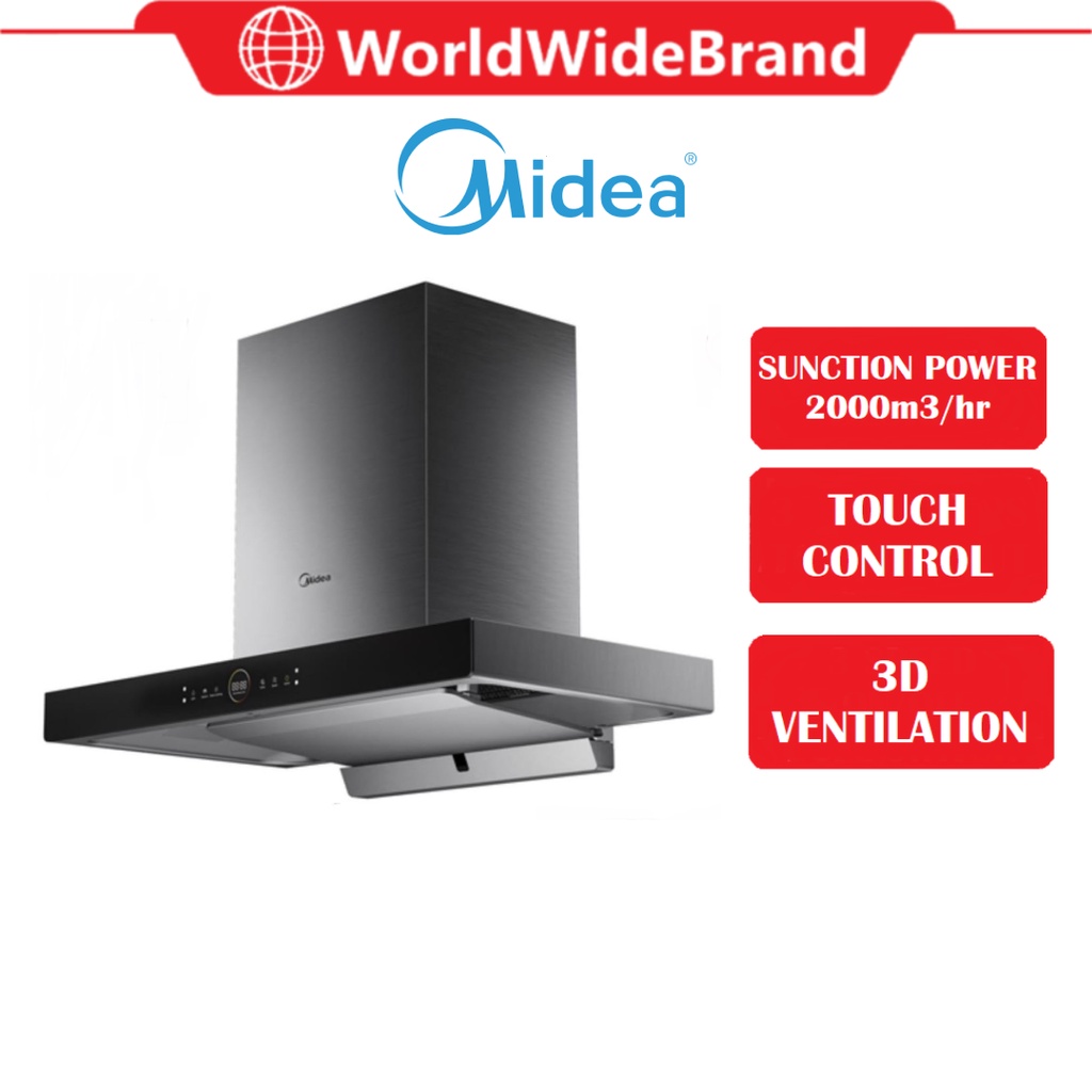 Midea MCH-90M80AT Gesture Control Cooker Hood Auto Clean Steam Wash 2000m3/hr