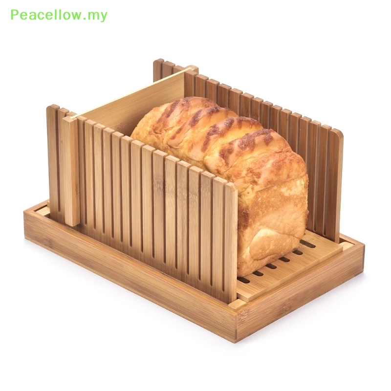 Peacellow Foldable Bamboo Wood Bread Slicer Cutter Toast Loaf Cutg Guide Slicing Maker .