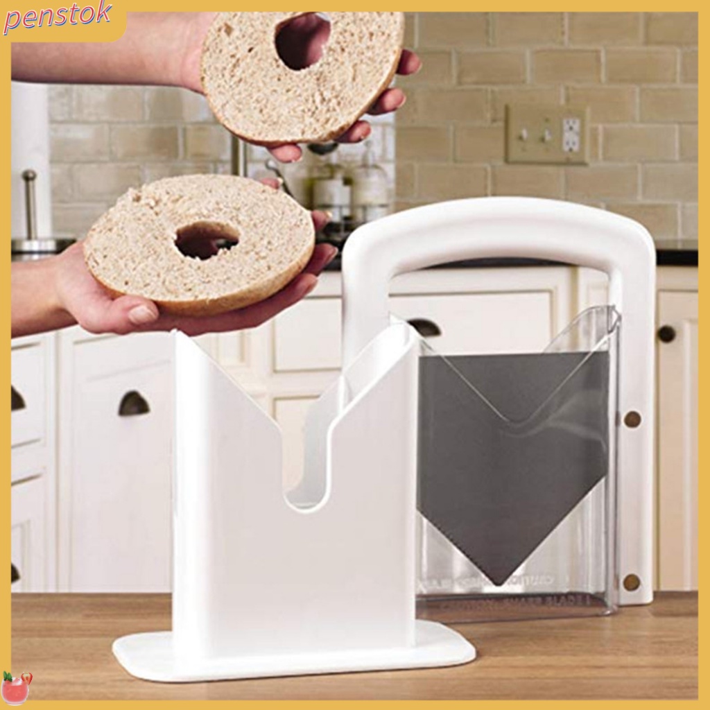 PEN|  Bread Slicer Labor-saving Sharp Blade Plastic Guillotine Design Bagel Toast Cutting Machine Kitchen Gadget