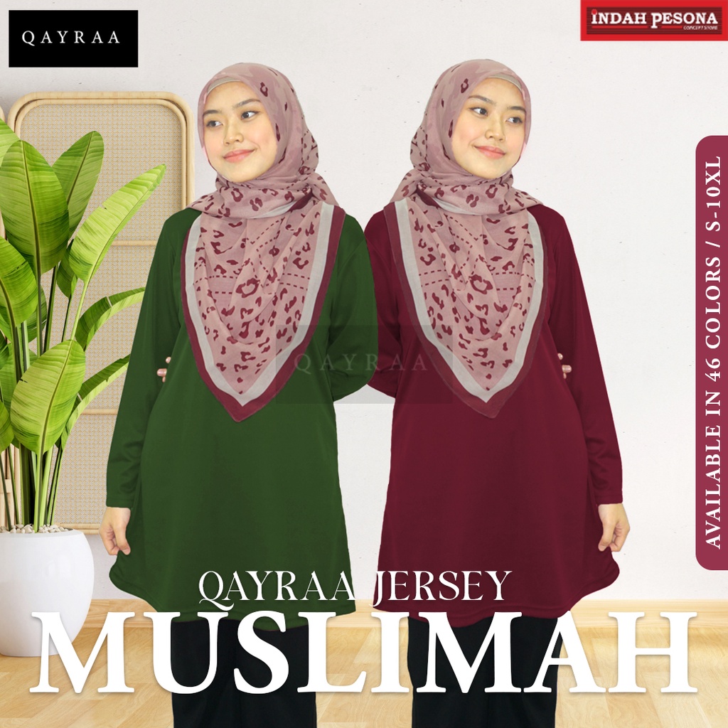 Jersi Muslimah P10 / Jersey Muslimah Plain / Baju Sukan Muslimah RED WINE / DARK MOSS GREEN