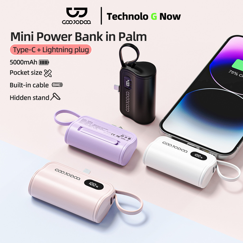 GOOJODOQ Type-C LN Dual Interface LED Display Mini Power Bank (5000mAh)