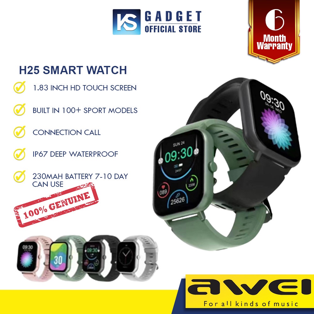 Awei H25 Smart Watch For Women Men Bluetooth Call Heart Rate Sleep Monitor 100 Sport Models Fitness Smartwatch