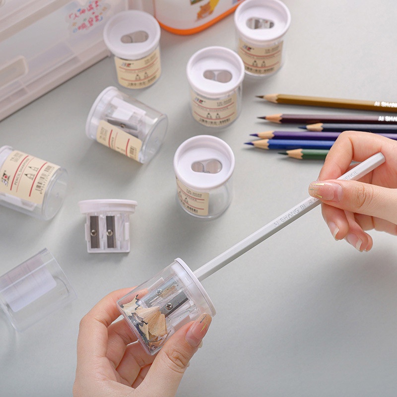 Premium Must Transparent Pencil Sharpener Student Double Hole - Image 3