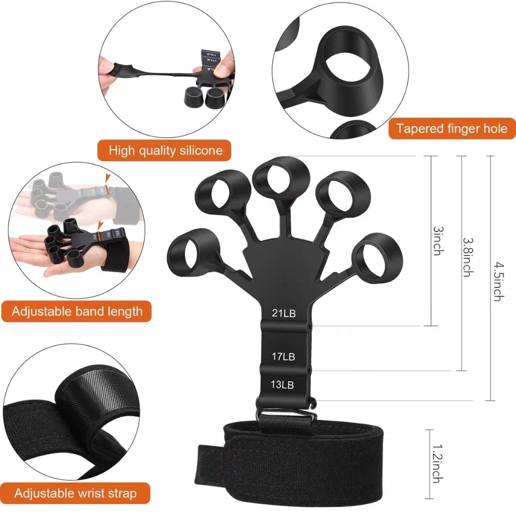 Grip strength trainer, five-finger tensioner, environmentally friendly silicone wrist tensioner for finger muscle growth