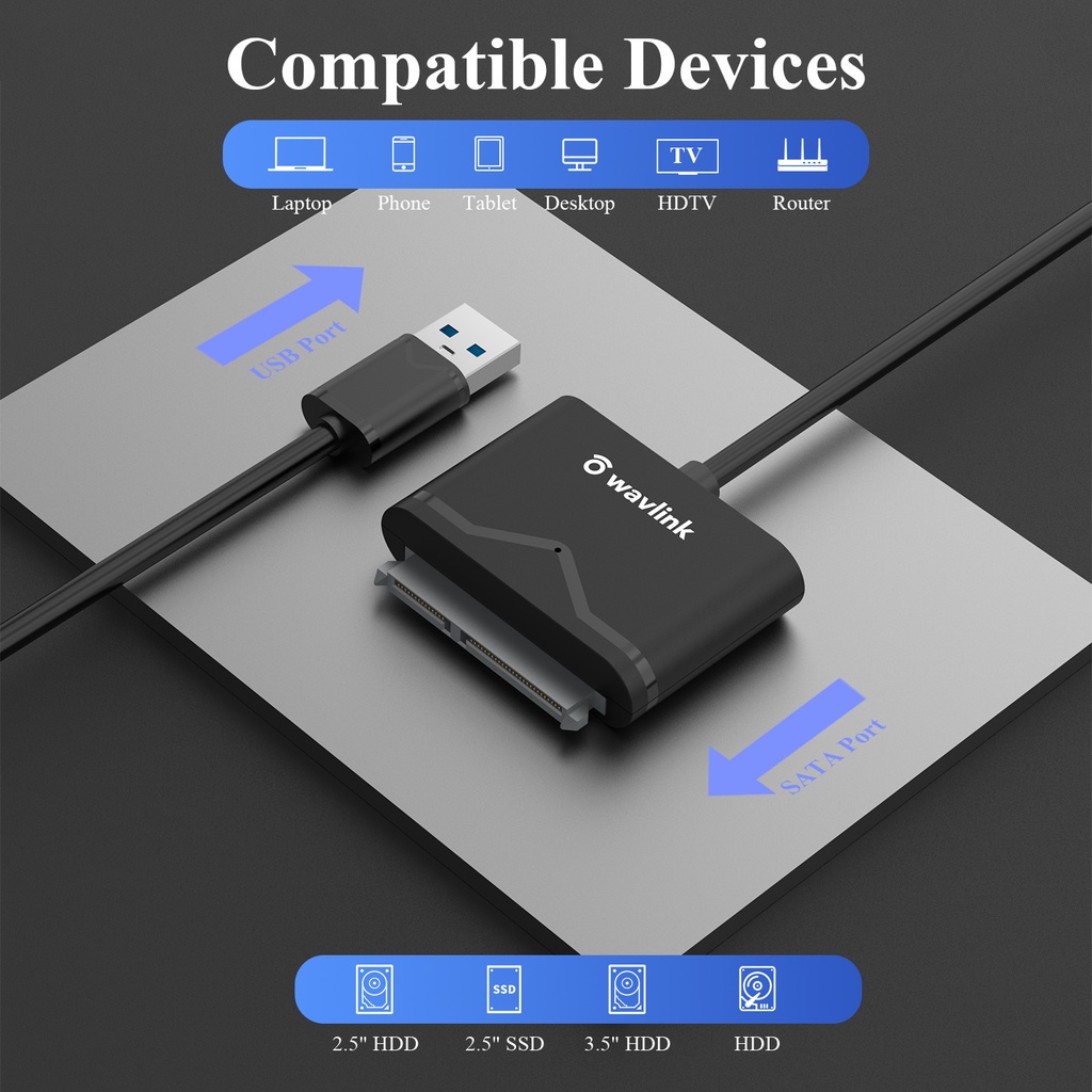 Premium Reliable Wavlink USB 3.0 SATA III Hard Drive Adapter Cable 5Gbps 2.5" HDD/SSD & 3.5" HDD Driv Quality Essential - Image 5
