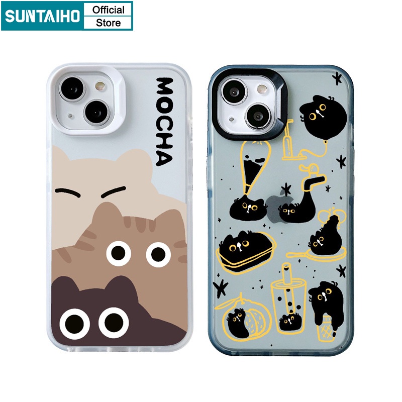 Suntaiho Funny Unique Cute Fluid Cat Pattern Frosted Phone Casing For Iphone 11 12 13 14 15 Pro Max IP 7 8 Plus Iphon X XS XR XsMax TPU Transparent Soft Case Premium Shockproof Back Cover